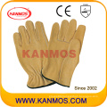 Industrial Safety Yellow Cowhide Grain Leather Driver Work Gloves (12204)